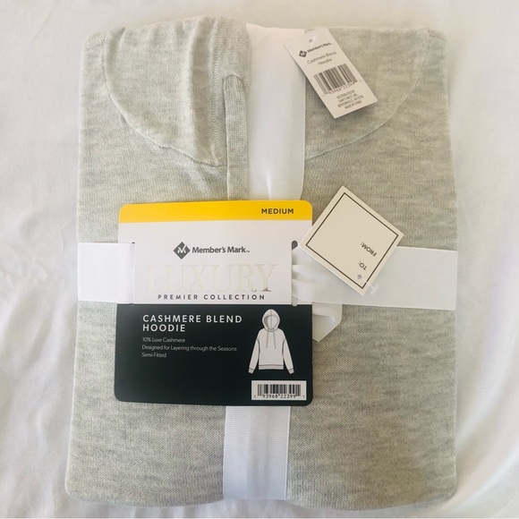 NWT New Member’s Mark Cashmere Blend Hoodie, Light Gray - Picture 8 of 8